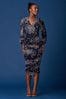 Jolie Moi Long Sleeve Ruched Mesh Midi Dress