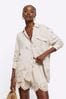 River Island Stone Broderie Linen Shirt