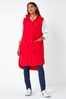 Roman Red Quilted Longline Hooded Gilet