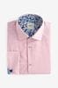 Light Pink Regular Fit Trimmed Easy Care Double Cuff Shirt, Regular Fit
