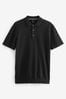 Black Slim Fit Knitted Polo Shirt, Slim Fit