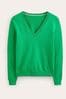 Boden Green Catriona Cotton V-Neck Jumper