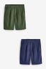 Navy/Khaki Summer Linen Blend Knee Length Shorts 2 Pack