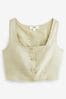 أخضر فاتح - Premium 100% Linen Button Down Top, Regular