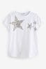 White Sparkle Sequin Star T-Shirt, Regular