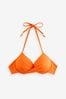 Orange - Wattiertes Bikini-Oberteil mit tiefem Ausschnitt und Bügeln