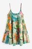 Tropical Mini Tiered Summer Cotton Dress, Regular
