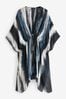 Navy Tie Dye Longline Tie Waist Kimono Cover-Up