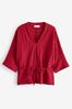 Red Long Sleeve Textured Tunic