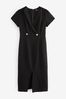 Black Tailored Crepe Midi Dress