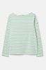 Joules New Harbour Cream & Green Striped Boat Neck Breton Top