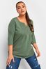 Yours Curve Green Pintuck Henley Top