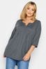 Yours Curve Grey Pintuck Henley Top