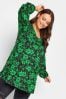 Yours Curve Green Long Sleeve Pleat Swing Top