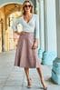 Sosandar Pink Leather Look Panelled A Line Midi Skirt
