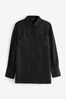 Black 100% Linen Long Sleeve Shirt
