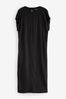 Black Short Sleeve Column T-shirt Midi Dress