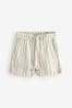 Neutral Textured Stripe Elasticated Waist Shorts
