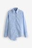 Blue Asymetric Hem Stripe Shirt