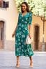 Sosandar Green Front Fit Ruched And Flare Dress