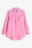 Pink Textured Long Sleeve Beach Shirt