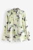 Ecru Floral Button Through Shirt With Hardwear Buttons, Regular