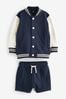 Marineblau - Letterman Set mit Shorts (3 Monate bis 7 Jahre)