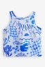 Blue on White Premium 100% Linen Top