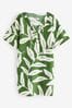 Green/White Oversized Cover Up Kaftan With Linen