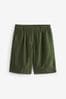 Khaki Green Linen Blend Knee Length Shorts, Regular