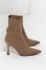 River Island Brown Knitted Point Ankle Boots