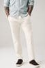 Ecru White Straight Stretch Chino Trousers, Straight Fit
