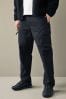 Black Straight Lightweight Stretch Cargo Utility Trousers, Straight Fit