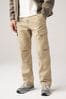 Stone Straight Fit Cotton Stretch Cargo Trousers, Straight Fit