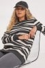 Simply Be Black Mono Stripe Longline Sweatshirt