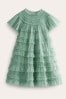Boden Green Tulle Tiered Dress