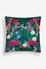 Bright Green 50 x 50cm Safari Floral Velvet Cushion