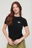 Superdry Charcoal Black Sport Luxe Logo Fitted Cropped T-Shirt