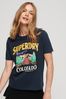 Superdry Blue Travel Souvenir Graphic T-Shirt