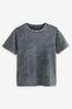 Washed Charcoal Grey Short Sleeve Sparkle Embellished T-Shirt