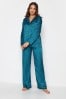 Long Tall Sally Green Animal Jacquard Satin Pyjamas Set