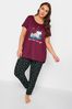 Yours Curve Red Bed I Love You Snoopy Tapered Pyjamas Set