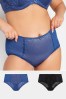 Yours Curve Blue Animal Jacquard Shorts 2 Pack