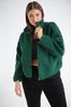 Yours Curve Green Borg Cropped Hooded Fleece