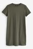 Khakigrün - Kurzärmeliges T-Shirt-Kleid mit Rundhalsausschnitt, Regular