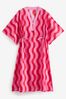 Cath Kidston Pink/Red Swirl Print Kaftan Dress