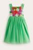 Boden Green Appliqué Tulle Dress