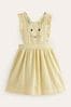 Boden Yellow Charming Bunny Pinafore Dress