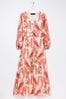FatFace Pink Painted Leaves Maxi Dress