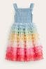 Boden Blue Rainbow Skirt Tulle Sheer Dress